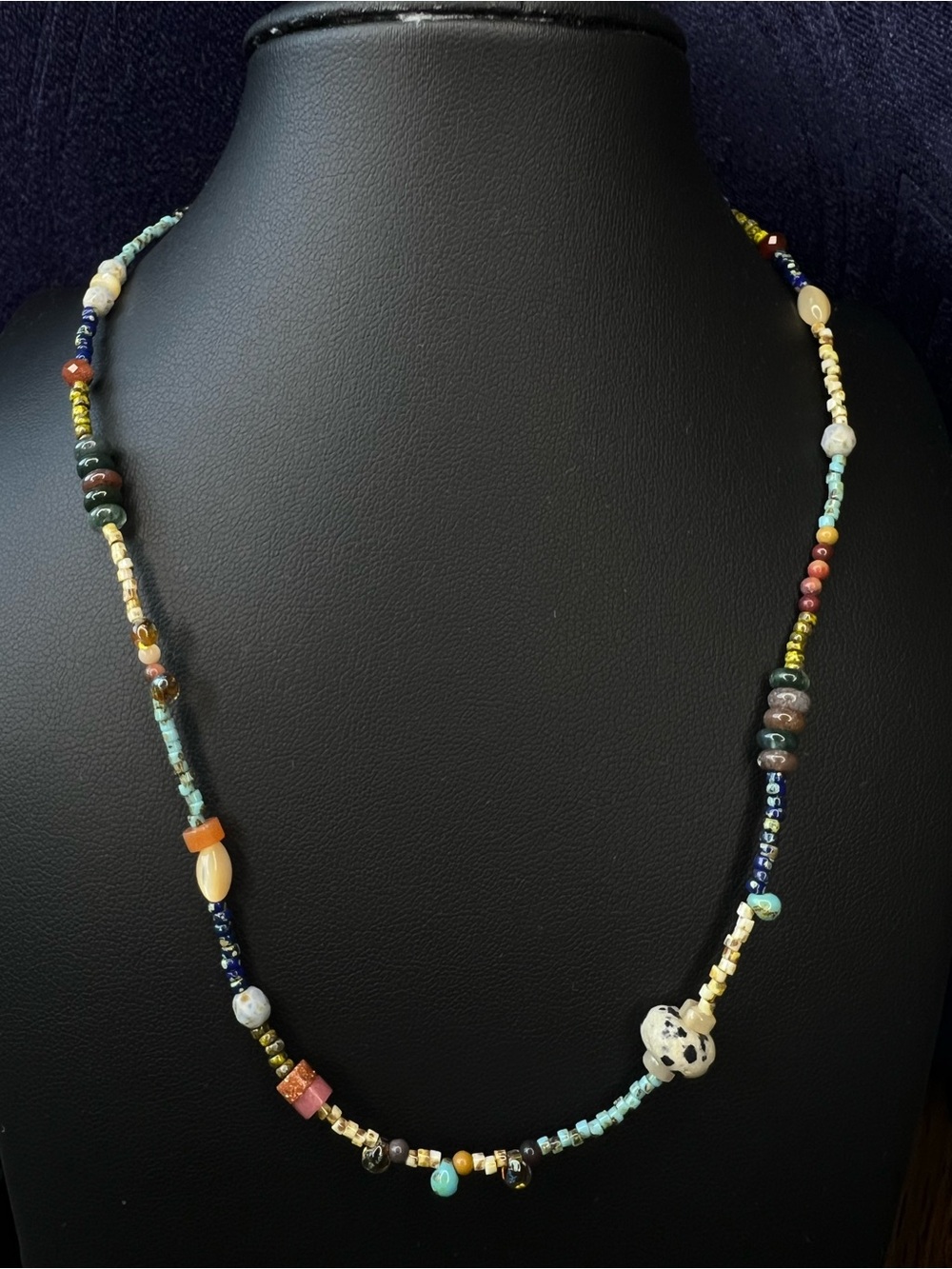 Multi-Gemstone Stainless Steel Hardware Necklace NWOT